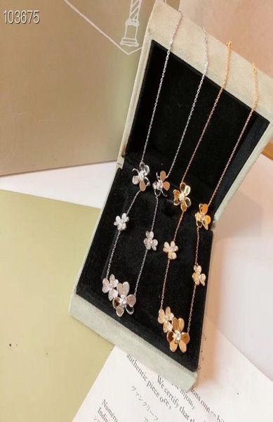 

luxury frivole brand classic designer s925 sterling silver 6 three leaf clover flower charm pendant short chain necklace for women1200015