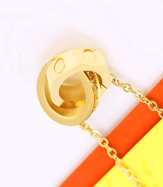 

ring necklaces women pendant stainless steel couple circle zircon necklace jewelry on the neck fashion christmas valentine day gif4847015, Silver