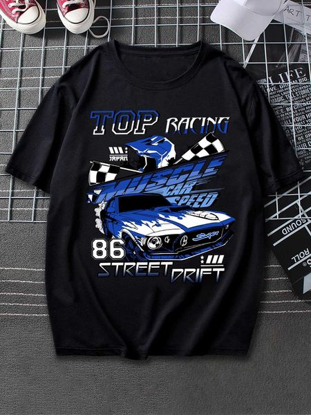 

men's fashion guys car and letter graphic, White;black