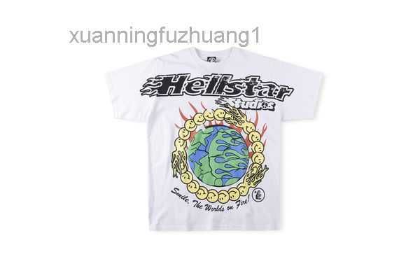 

hellstar studios earth print trendy hip-hop short sleeves cotton vintage summer tee rock outfits 5cqw, White;black
