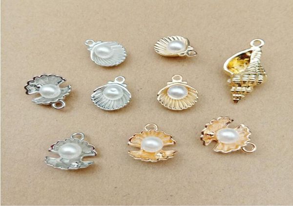 

jinglang alloy shell pearl conch pendants charms for jewelry making earrings necklace key chains jewelry accessories9501035, Bronze;silver