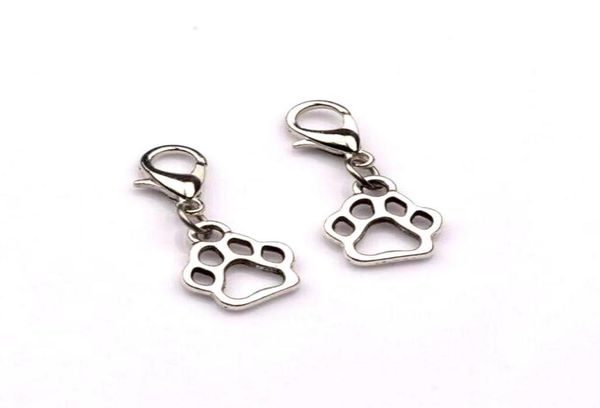 

hollow dog paw floating lobster clasps charm pendants jewelry making diy handmade craft 11x27mm antique silver 100pcs6786962, Bronze;silver