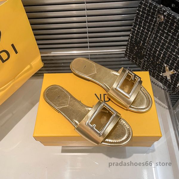 

fashion luxury designer women slippers hollow out flat bottomed female sandals ff summer 2023 classic brands slide beach outdoor ladies roma, Black