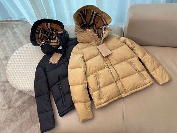 

23aw womens parkas coats classic downs jacket women jacket designer mens casual fashion checker warm down jacket, Black