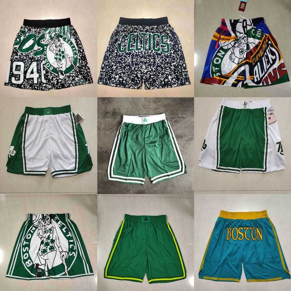 

boston''celtics''men throwback basketball shorts pocket, Black