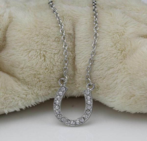 

new arrival horse shoe necklace for women lead and nickel equestrian horseshoe jewelry made of zinc alloy with czech crystals4266520, Silver