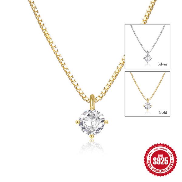 

authentic 925 sterling silver necklaces 2023 new designer jewelry 6mm cz diamond pendant 18k/white gold necklace for women