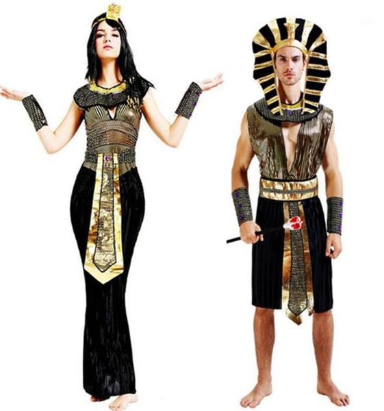 

ancient egypt egyptian pharaoh cleopatra prince princess costume for women men halloween cosplay costume clothing egyptian adult18231766, Black;red