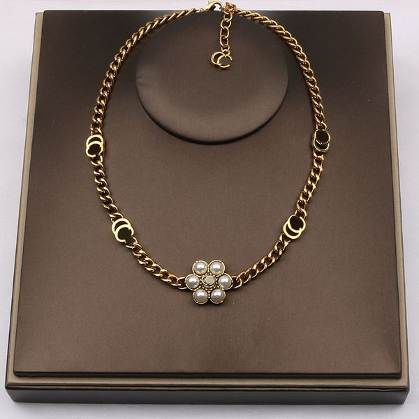 

20style luxury designer necklace pendant necklaces designers classic pearl pendant stainless steel letter for women wedding jewelry no box, Silver