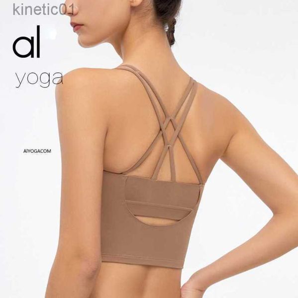 

2023 desginer alo yoga bra originsports bra quick drying vest shockproof and slimming fitness for women, White