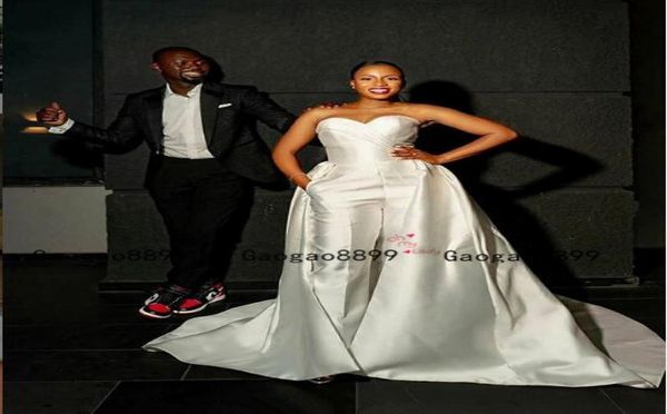 

2019 african sweetheart jumpsuits wedding dresses simple bridal gowns custom made with detachable train custom made bridal party g3984303, White