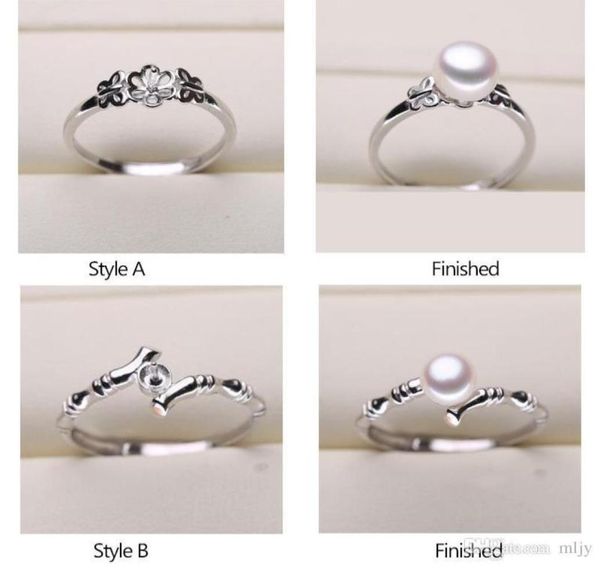 

pearl ring settings electroplated platinum rings for women 20 styles mix diy rings adjustable size jewelry christmas gift statemen2474986, Slivery;crystal