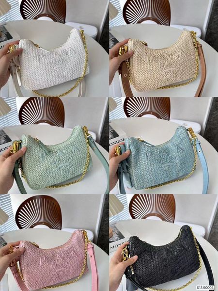 

reprint 2005 straw women's shoulder bag designer bag hobo crochet handbag luxury handbag striped crossbody bag mini bag two piece set r