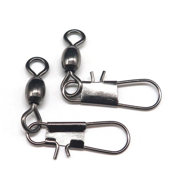 

200pcs lot fishing swivels crane swivel with interlock snap stainless bass carp fishing tackle freshwater flyfishing lure connecto252c
