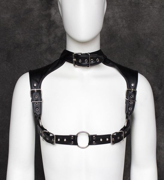 

catsuit costumes pu leather chest strap metal eye shoulders men039s belt adjustable9790880, Black