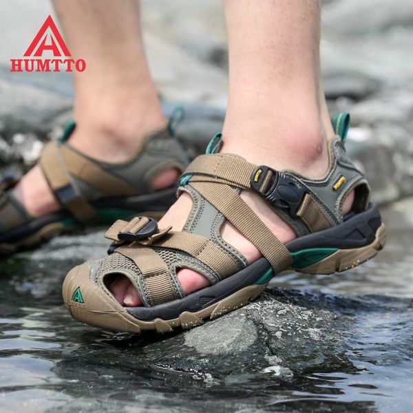 

sandals humto outdoor men's sandals fashion breathable mesh casual women's beach shoes men's large size hiking travel sandals, Black