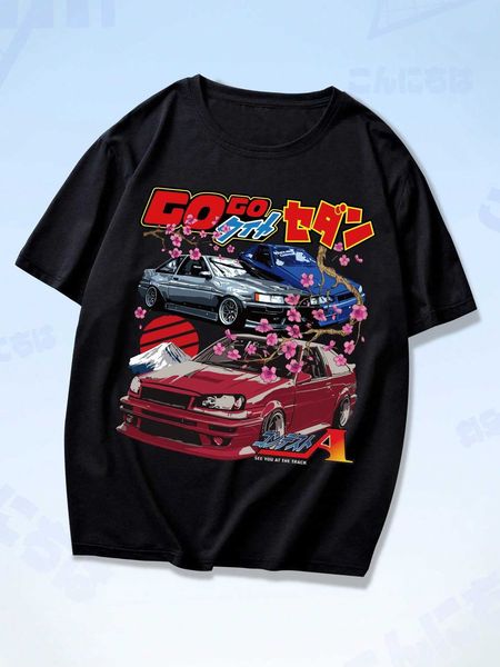 

men's fashion guys cotton car letter graphic, White;black