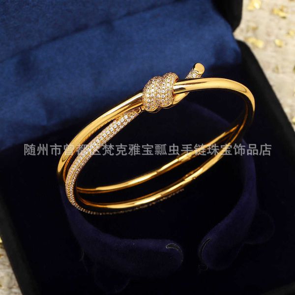 

elling tiffay knot bracelet gold plated fairy style high edition wrapped diamond clasp sweet, Black