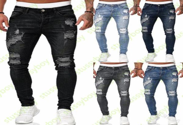 

mens luxury designer jeans man skinny ripped denim jean biker slim fit washed motorcycle denim pants size s3xl4333547, Blue