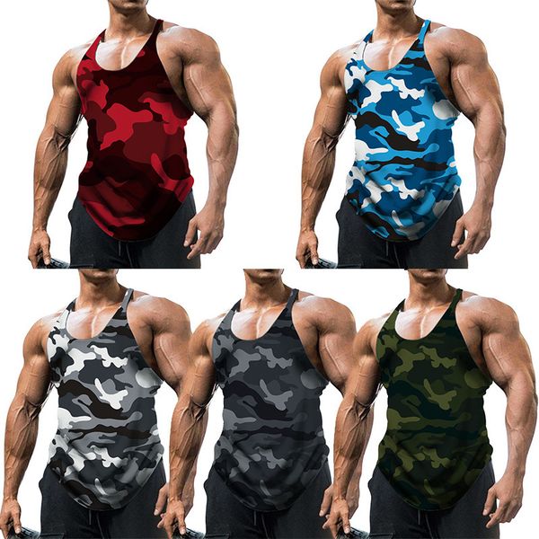 

men' tank summer camouflage vest men' tank breathable bodybuilding tee gym vest sleeveless men t-shirt fashion crew neck fitnes, White;black
