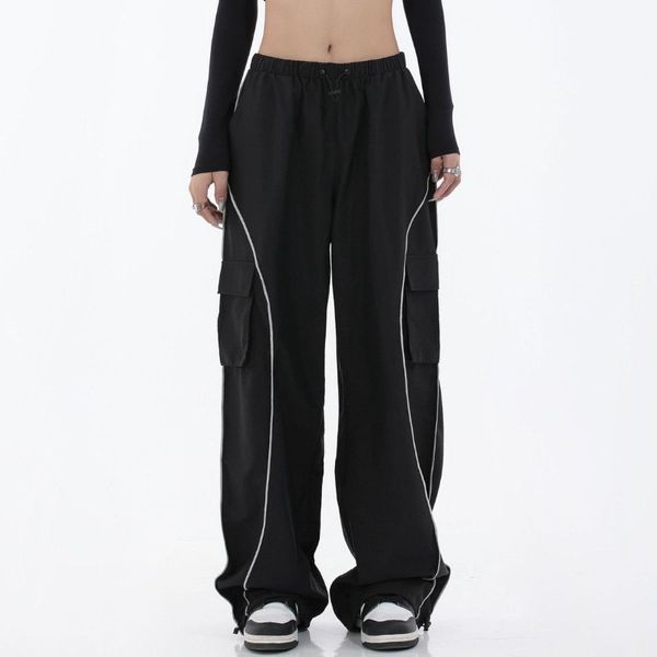 

womens pants capris deeptown baggy y2k cargo pants women techwear harajuku sweatpant sports trousers vintage streetwear pockets wide leg jog, Black;white