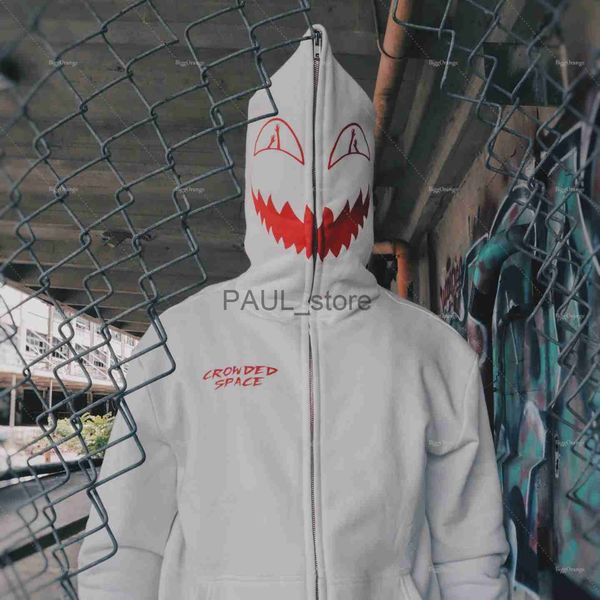 

men's hoodies sweatshirts demon print hoodie men fashion jackets women anime cosplay streetwear y2k pop couple sweatshirts teen clothi, Black