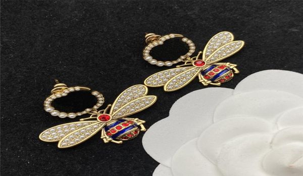

brands designer ear studs earrings jewelry classic pearl diamond earrings fashion luxurys letters earring ear studs for woman 13 s5763329, Golden;silver