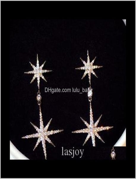 

super glittering fashion luxury designer zircon diamond cute snowflake korean style dangle chandelier earrings for woman girls vdu3034476, Golden;silver