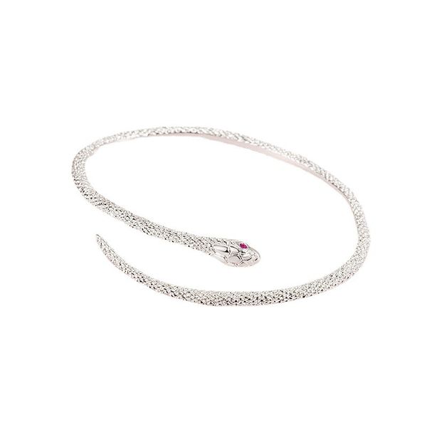 

versatile and minimalist design of the red eyed snake adjustable bracelet with texture silver bracelet new style, Golden;silver