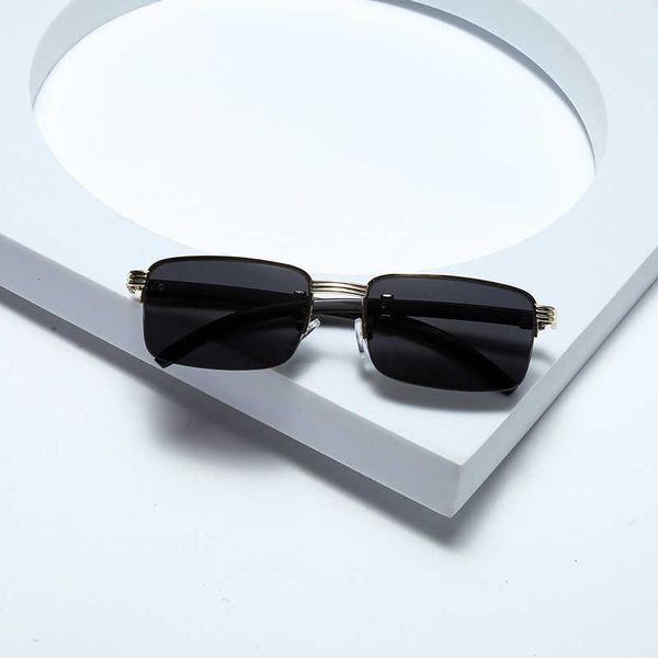 

6009 men's square metal women's high-grade wood grain leg sunglasses driving glasses, White;black