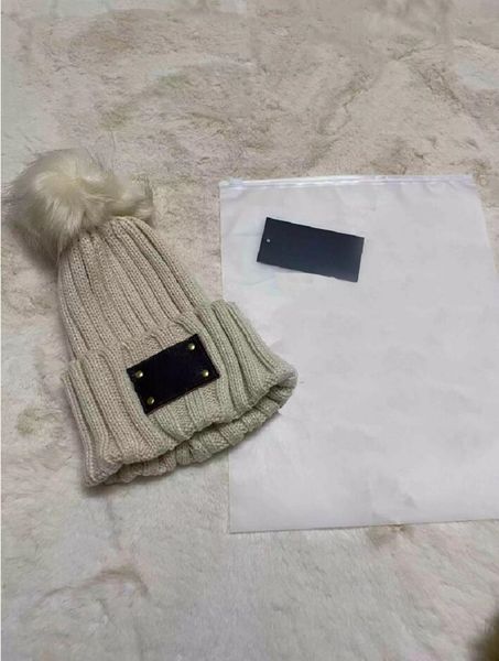 

europe designer beanie knitted cap fashion woolen hat classical men knit skull caps ladies casual outdoor run women fur pompoms keep warm bo, Blue;gray