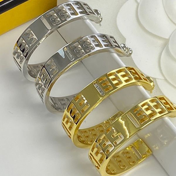 

letter hollow earrings toroidal designer women 18k gold platedearrings chic charm stud vintage exaggerated luxury jewerl, Golden