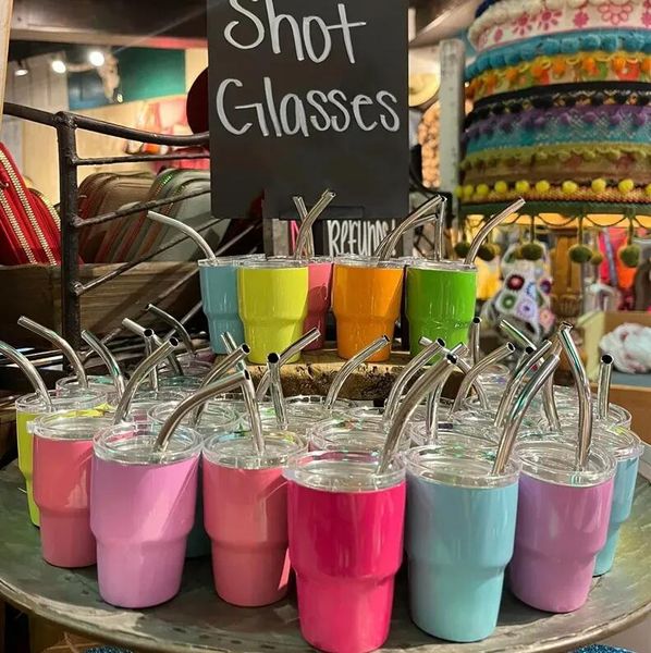 

3oz sublimation sglass cup 90ml wine tumbler double wall stainless steel sglass non vacuum with lid and straw for diy fast ready to ship