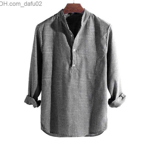 

men's sweaters new cotton long sleeve men's shirt spring and autumn stripes slim fit standing collar men's shirt plus size s-, White;black