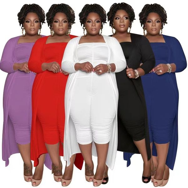 

plus size women's solid color tight cloak suit fashion leisure polyester milk silk size s-4xl, Black