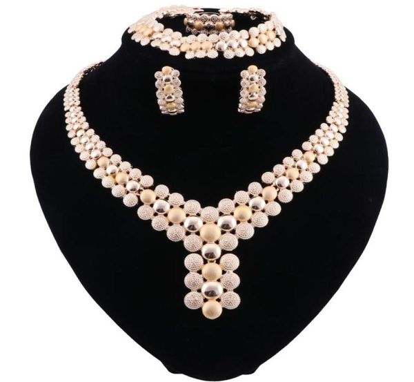 

fashion bridal jewelry sets women round african beads jewelry set dubai gold color costume indian jewelry set1218372, Slivery;golden
