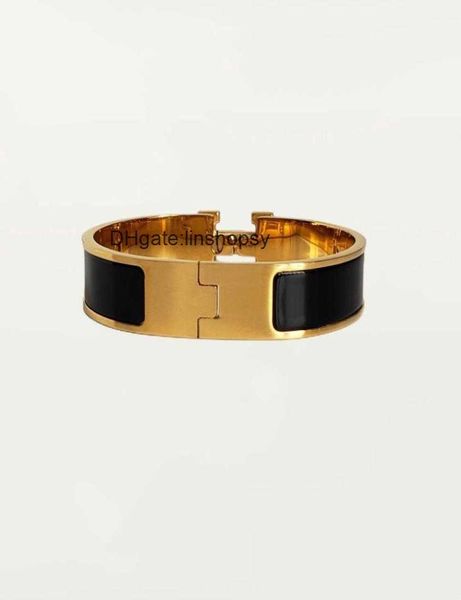 

lassic h bracelet designer 18k gold bangle luxury brand enamel bracelet for men women birthday mother039 day jewel1035216, Black