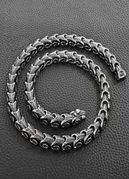 

chains 7524039039 length punk vintage men viking dragon jewelry hiphop 316l stainless steel 2 kind wear method chain neckl3883248, Silver