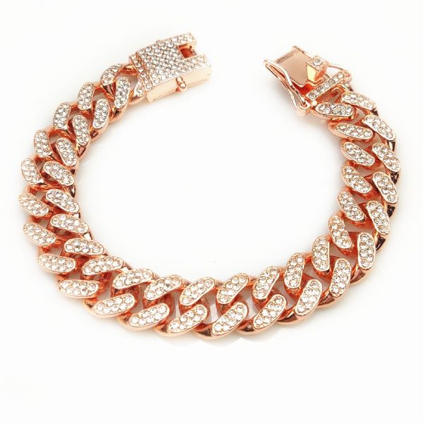 

luxury jewelry diamond studded large rose gold chain cuban chain necklace designer for women hip hop chain men couple crystal rhinestone wed, Golden;silver