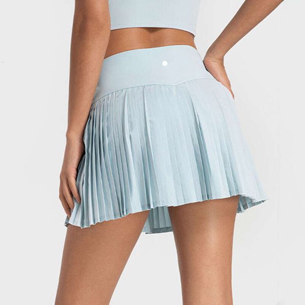 

women pleated skirts new water-cooled elastic tunic double-layer anti-slip three-point yoga sports pantdress fashion tennis skirt lu-332