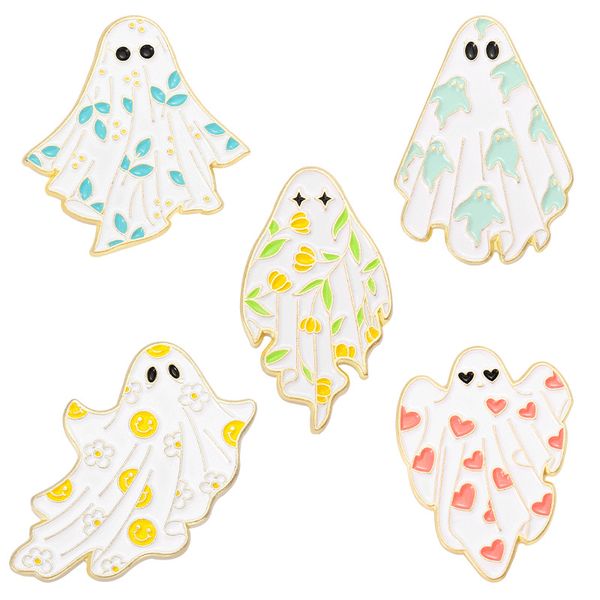 

cute little ghost enamel brooch pins for kids halloween jewelry gift hats clothes coat shirt brooches children lapel pin badage boys girls a, Gray