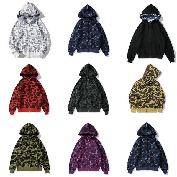 

designer hoodie men zip up hoodies women camouflage sweatshirts oversized loose zipper cardigan jackets casual lady outerwear hooded street, Black