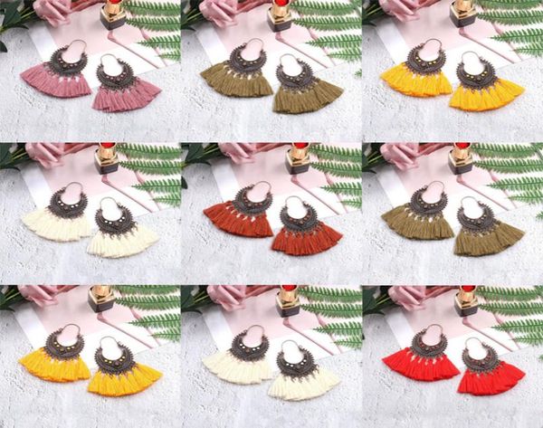 

vintage fashion bohemian earrings long tassel fringe dangle hook earring eardrop ethnic jewelry gift for women lady2387424, Silver