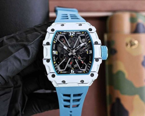 

designer men wrist watches superb rm35-03 watch 2521 fully automatic mechanical movement sapphire mirror ntpt carbon fiber case with natural, Slivery;brown