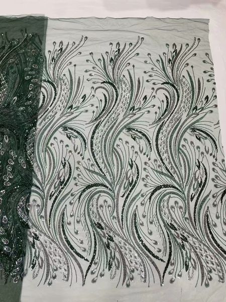 

yqoinfks sequins embroidery lace net fabric luxurious sparkly navy blue woman party white light blue style original red paillette 5 yards af, Black;white