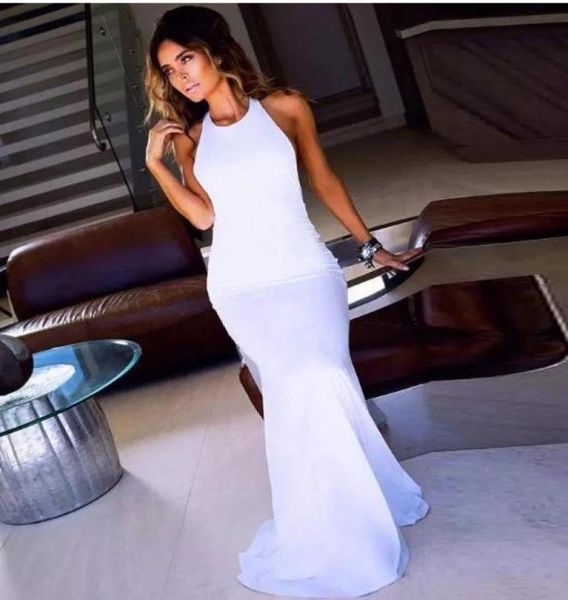 

backless white dresses sleeveless elastic satin sweep train halter with evening prom cocktail party dresses9825416, Black