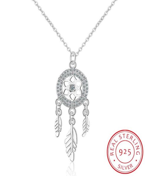 

chains 100 925 sterling silver dreamcatcher feather charm necklace pendant dream catcher statement choker2229905