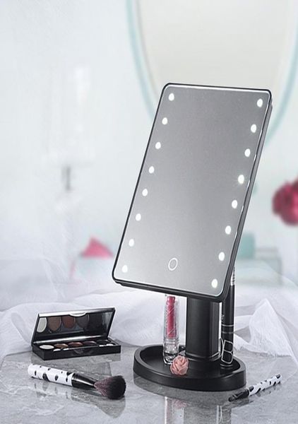 

16 lights led makeup mirror touch screen makeup mirrors 180 degree rotation usb charge cosmetic mirror portable mirrors gga31332827135