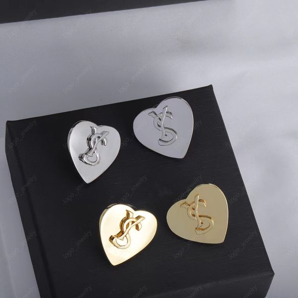 

have stamps fashion heart-shaped stud earrings 18k gold silver lettering luxury designer earrings women's exquisite simple jewelry with, Golden;silver