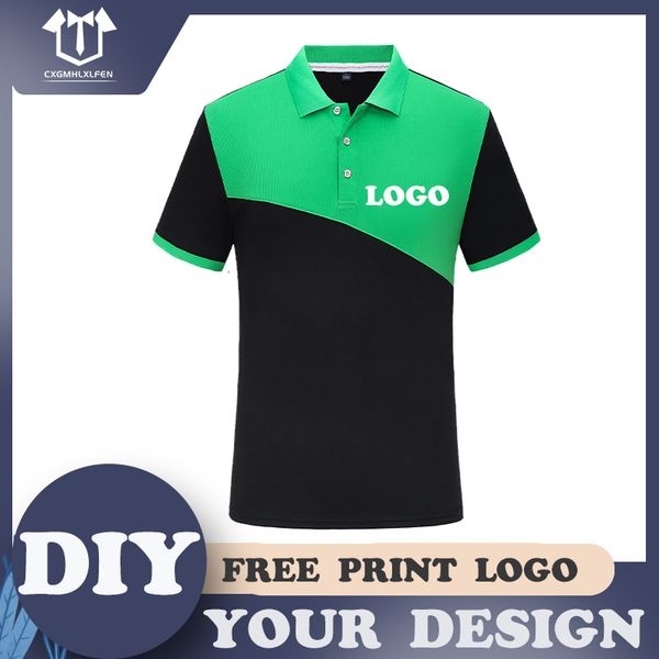 

men's polos 5-color polo shirt custom color matching sports breathable stitching lapel short sleeve printing diy brand text 230720, White;black